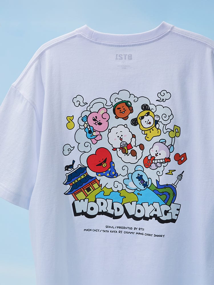 BT21 APPAREL_ BT21 WORLD VOYAGE 반소매 티셔츠 화이트