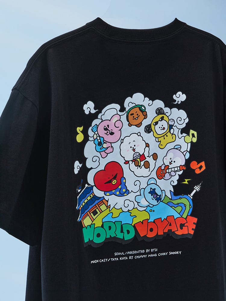 BT21 APPAREL_ BT21 WORLD VOYAGE 반소매 티셔츠 블랙