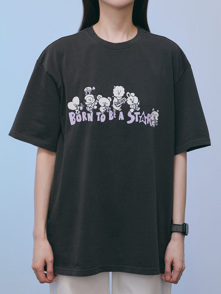 BT21 APPAREL_ L BT21 밴드 반소매 티셔츠 (블랙)