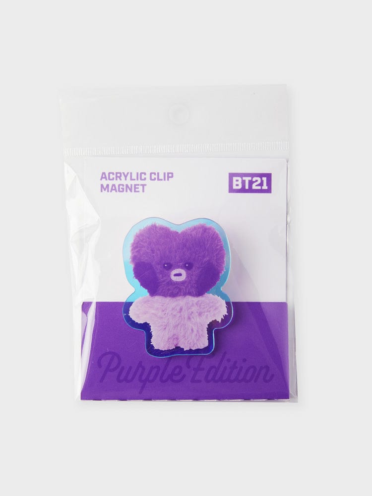 BT21 MAGNET TATA 라인프렌즈 BT21 TATA Purple of Wish Edition 미니니 아크릴 클립 마그넷