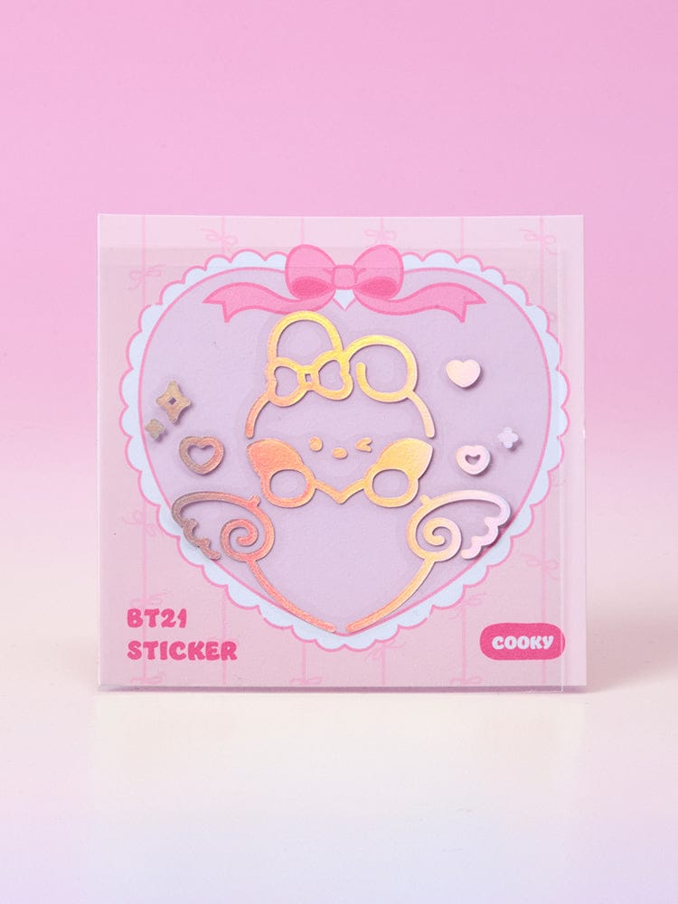 BT21 OFFICE_ COOKY BT21 미니니 리본드 유 홀로그램 중형 스티커 (2개입)