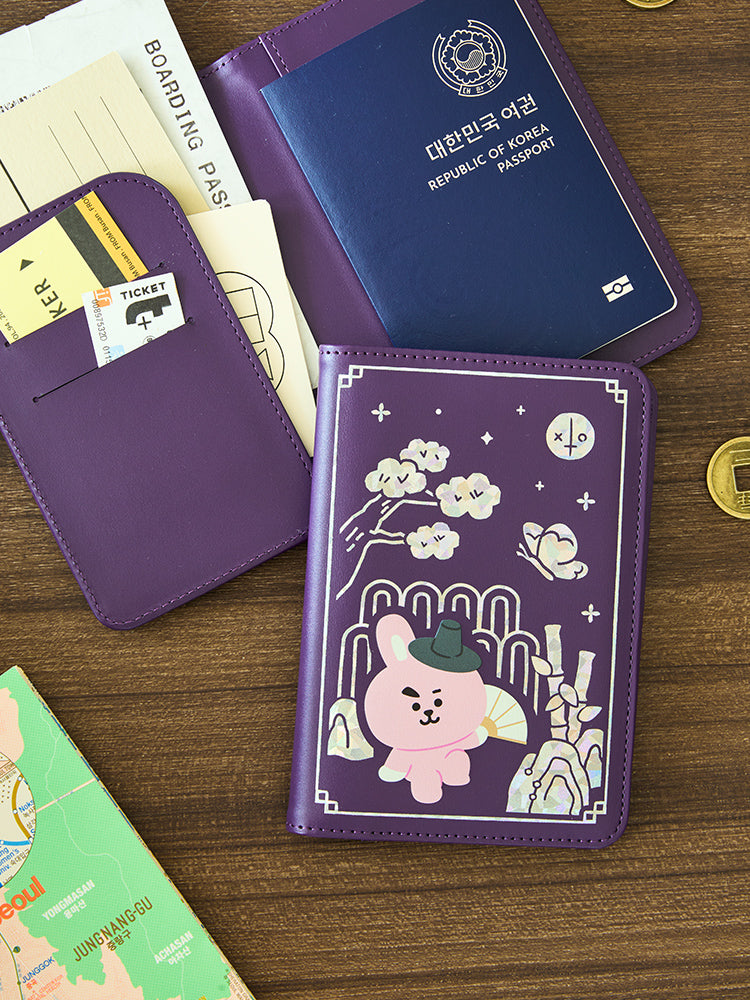 BT21 TRAVEL_ 단품 BT21 COOKY 프리미엄 K 에디션 자개 그래픽 여권 케이스