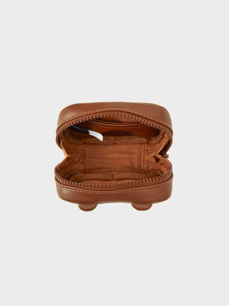 LINE FRIENDS BAG S 라인프렌즈 브라운 레더라이크 스퀘어 파우치 (S)