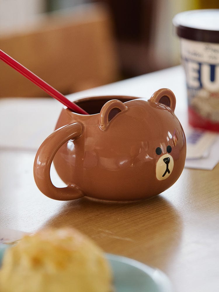 LINE FRIENDS HOUSEHOLD 단품 라인프렌즈 허그브라운 시즌3 입체 머그컵 (440ml)