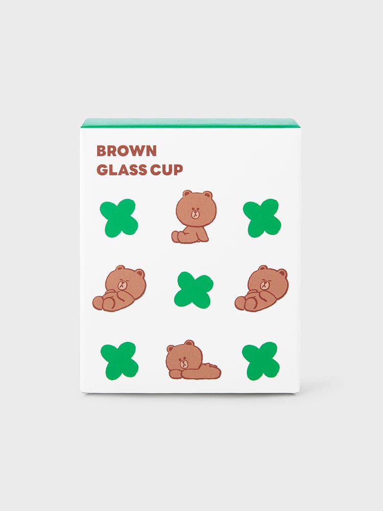 LINE FRIENDS HOUSEHOLD 단품 라인프렌즈 브라운 실리콘 글라스 콜드컵 (450ml)