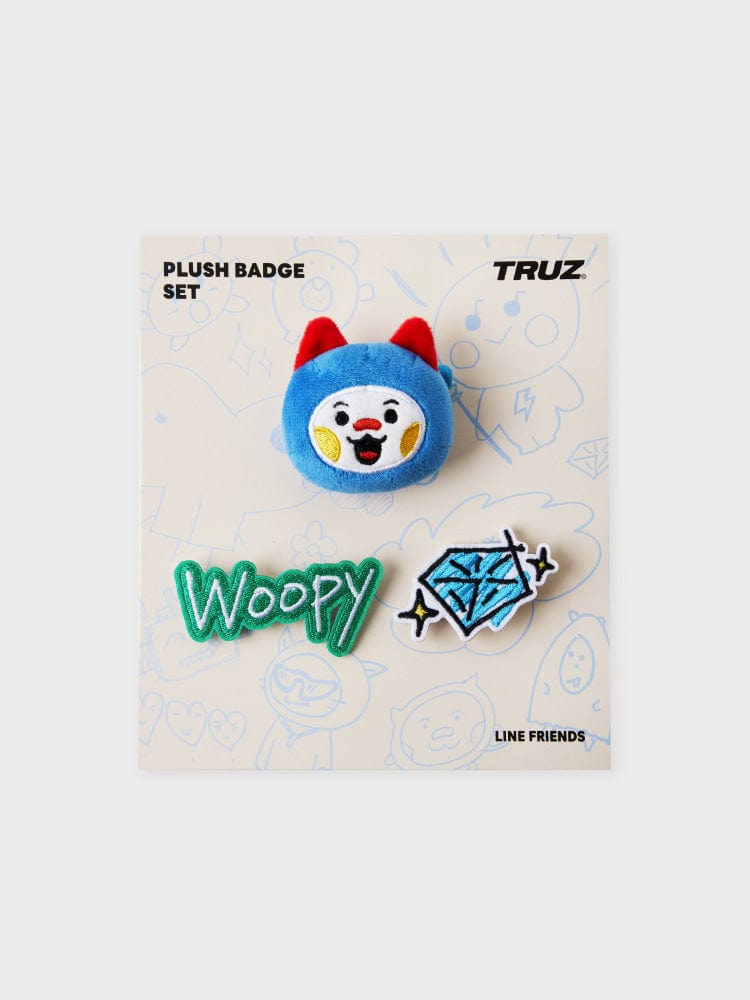 TRUZ BEAUTY/ACC WOOPY 라인프렌즈 TRUZ WOOPY 아티스트 인형 뱃지 세트