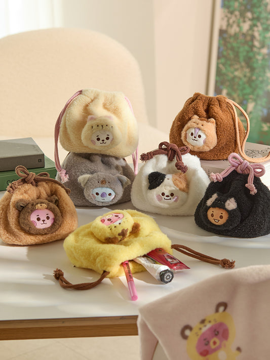 BT21 BABY 모어 플러피 얼굴 인형 스트링 파우치