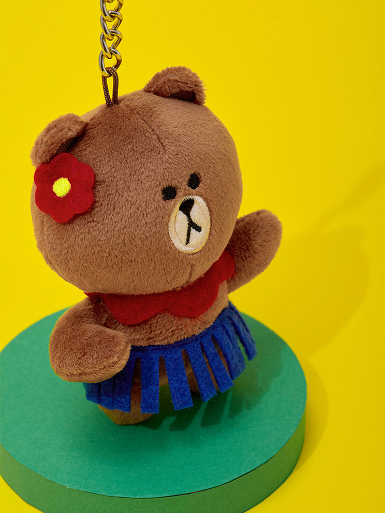 LINE FRIENDS DANCING BROWN PLUSH KEYRING ORIGINAL EDITION