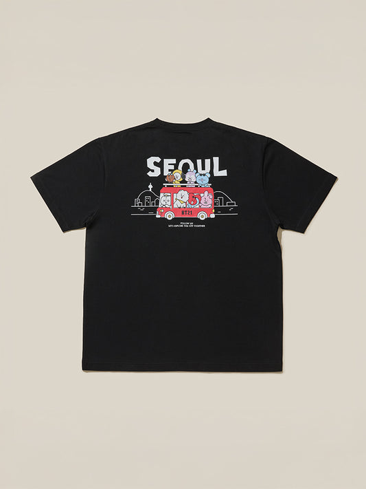 BT21 서울 에디션 반소매 티셔츠 블랙