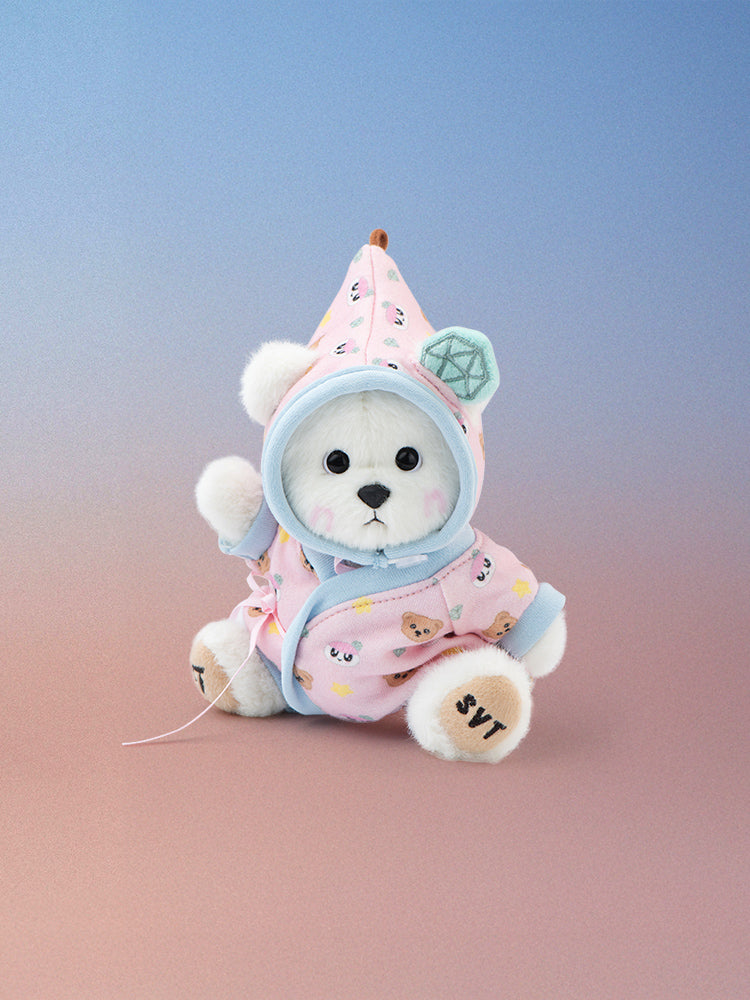 [SEVENTEEN BONGBONGEE X TEDDY TALES] BONGBONG BEAR ROSE QUARTZ PAJAMA SET (XS)