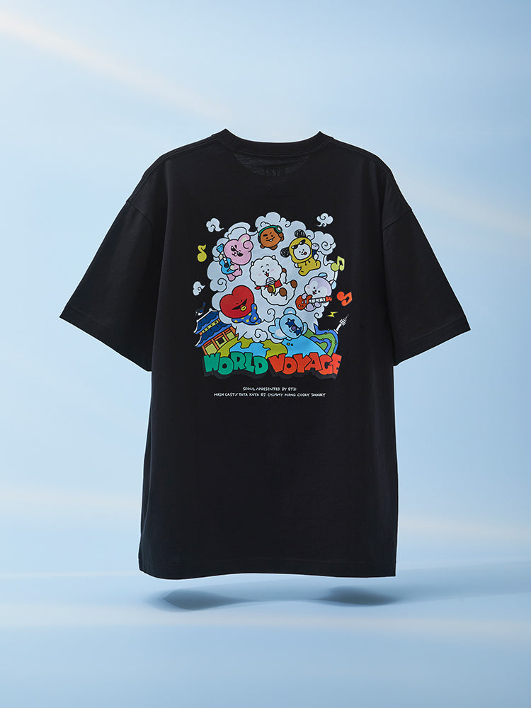 BT21 SHORT SLEEVE T-SHIRT BLACK WORLD VOYAGE