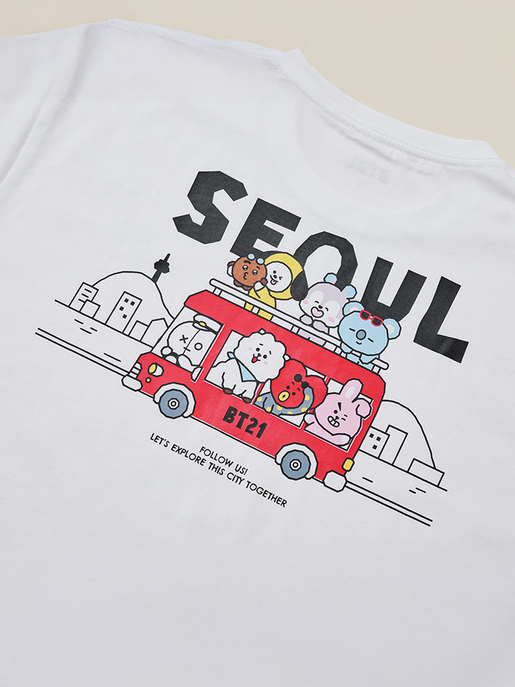 BT21 서울 에디션 반소매 티셔츠 화이트