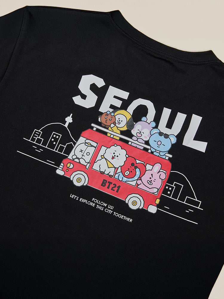 BT21 서울 에디션 반소매 티셔츠 블랙