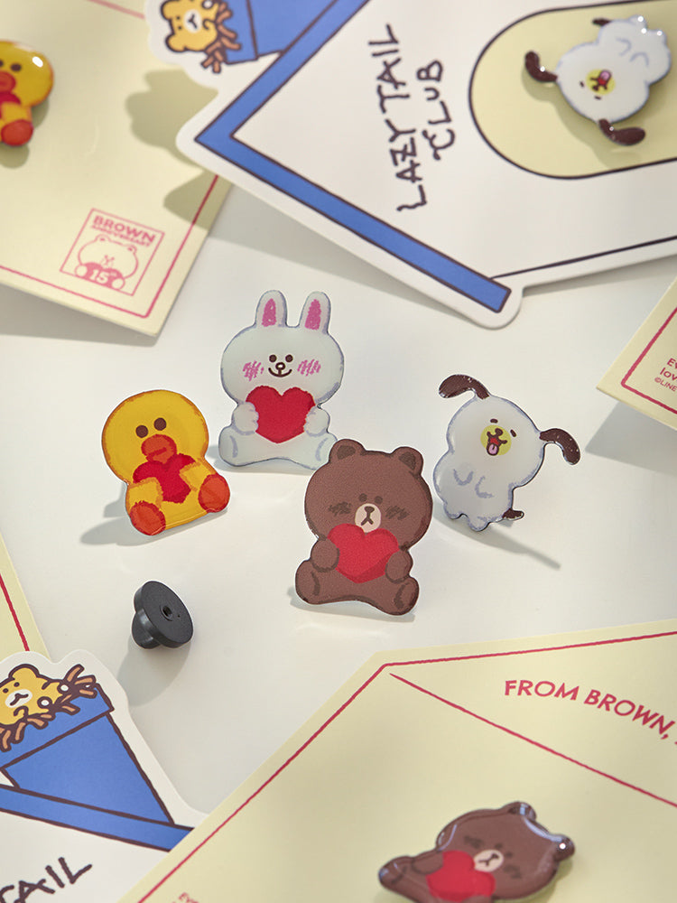 라인프렌즈 올리버팡 15주년 메탈 핀뱃지