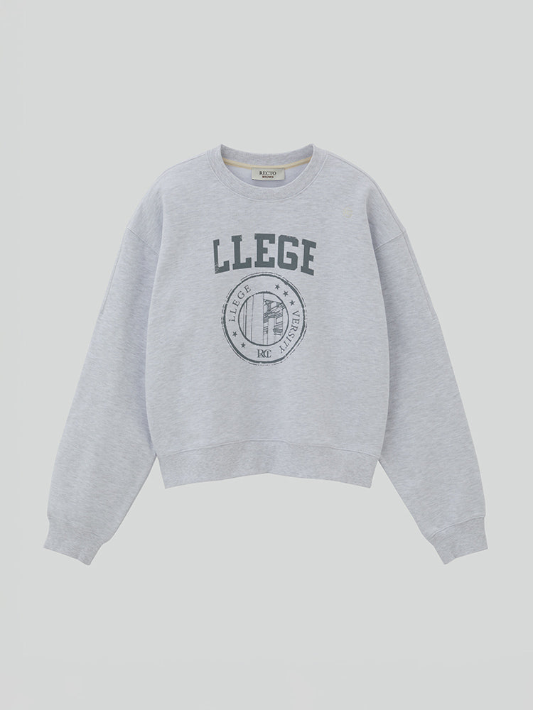 RECTO X BROWN LLEGE LOGO SWEATSHIRT(MELANGE GREY)