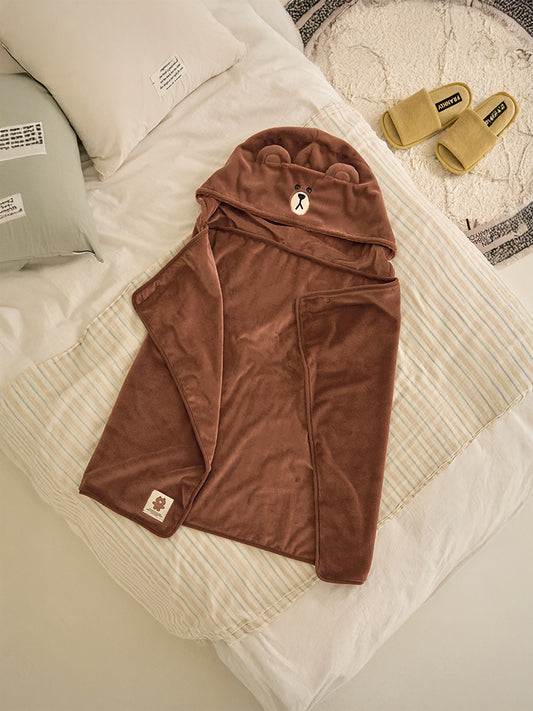 라인프렌즈 허그브라운 시즌4 후드 담요