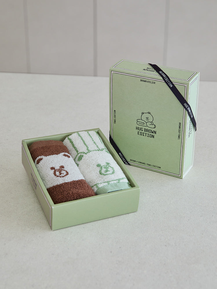 LINE FRIENDS SONGWOL BROWN BASIC HAND TOWEL 2P SET