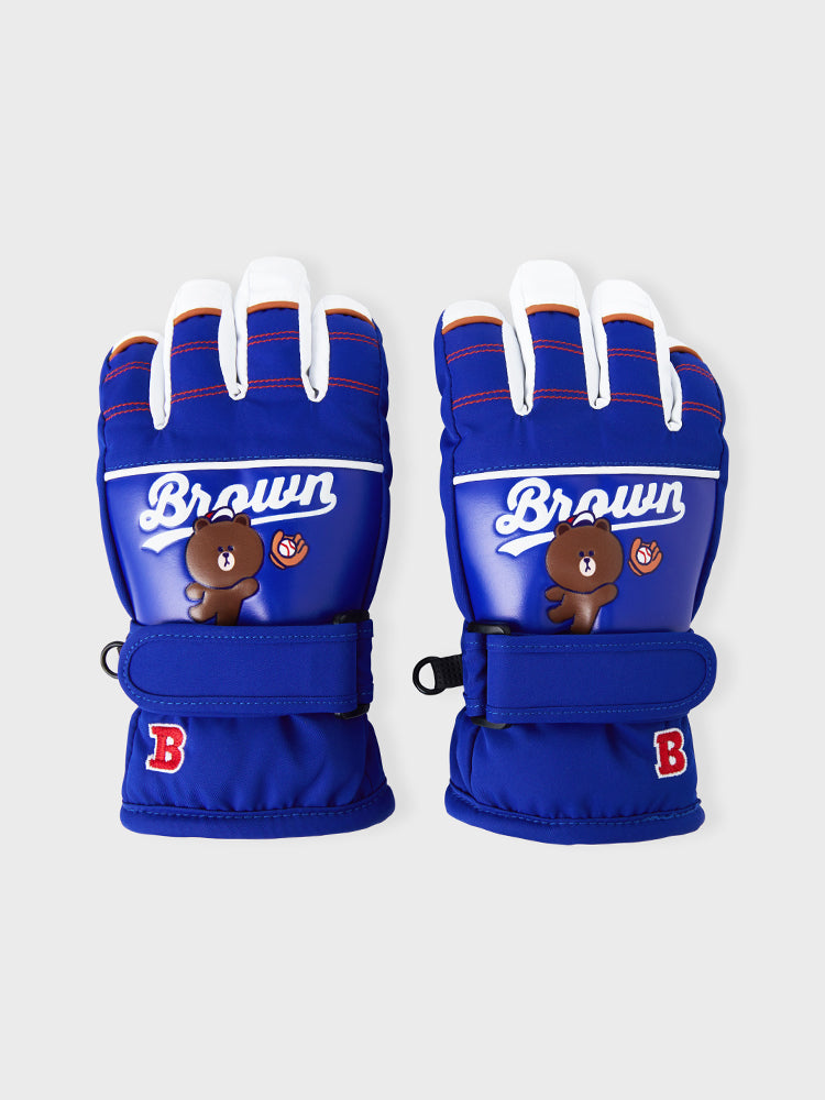라인프렌즈 브라운 베이스볼 주니어 방한 장갑