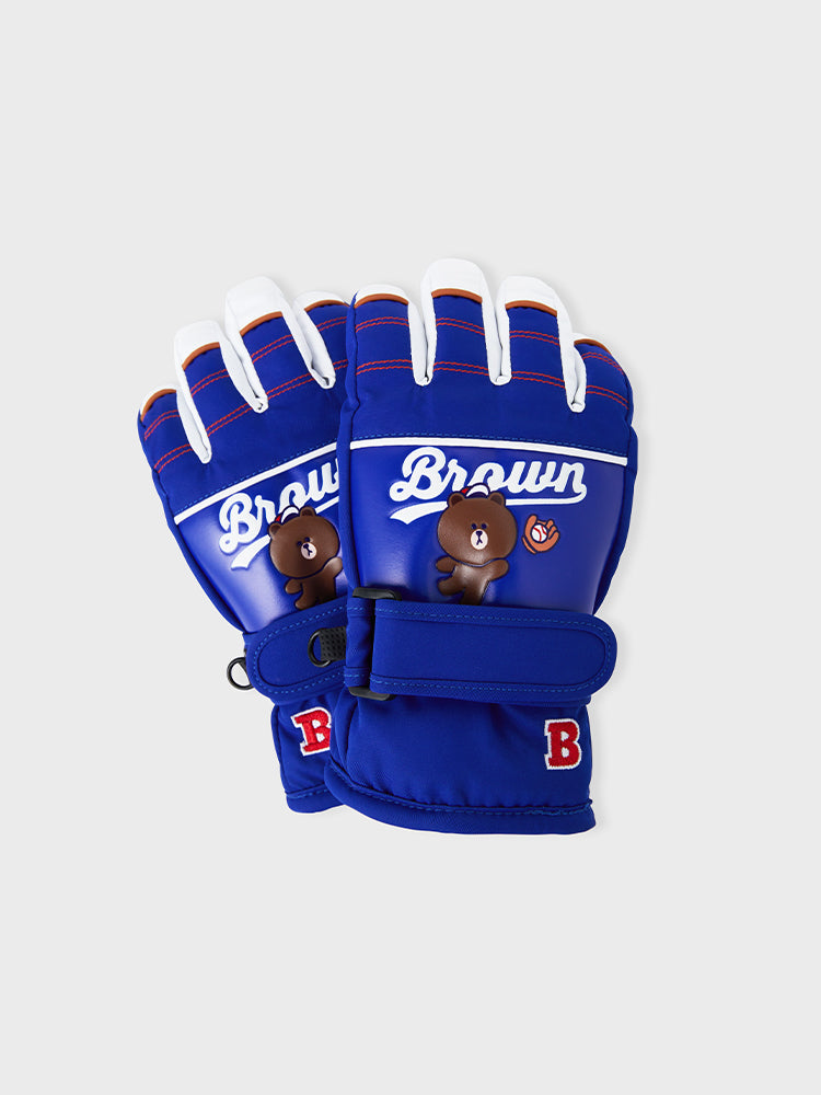 라인프렌즈 브라운 베이스볼 주니어 방한 장갑