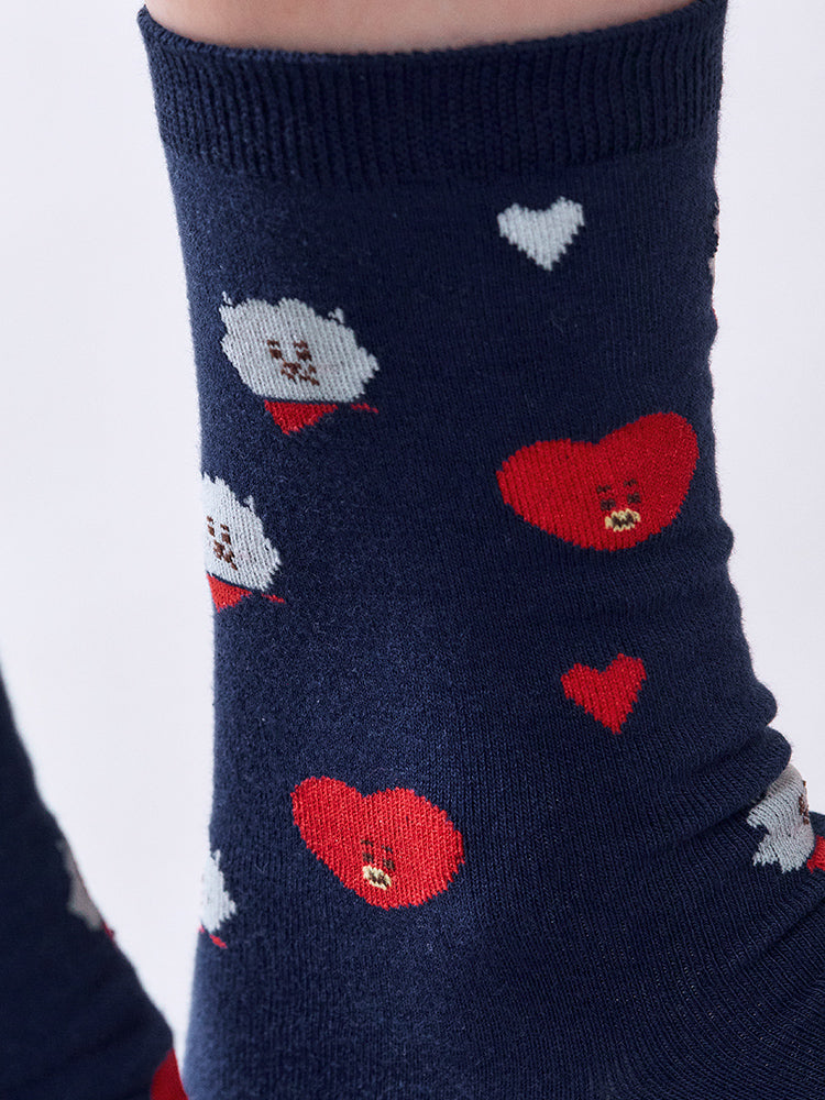 BT21 APPAREL_ 단품 BT21 베이직 자카드 양말 러브 기프트 세트 (2PCS)