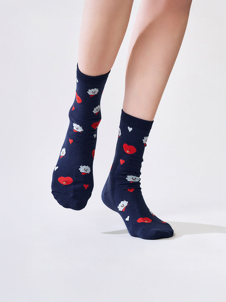 BT21 APPAREL_ 단품 BT21 베이직 자카드 양말 러브 기프트 세트 (2PCS)