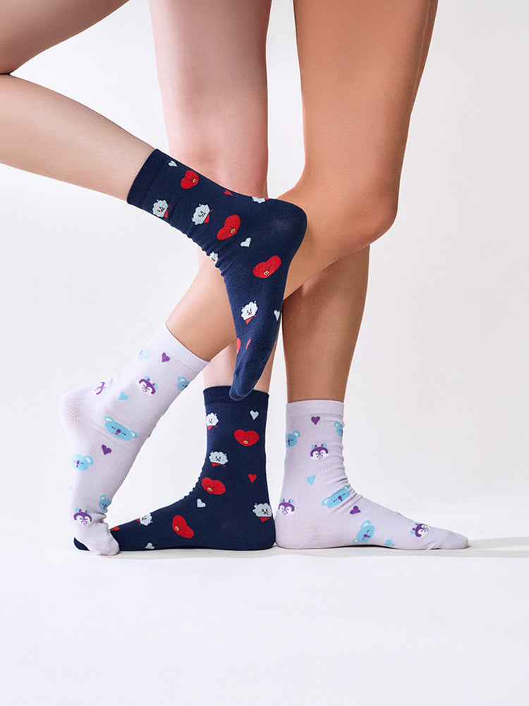 BT21 APPAREL_ 단품 BT21 베이직 자카드 양말 러브 기프트 세트 (2PCS)