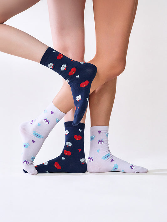 BT21 APPAREL_ 단품 BT21 베이직 자카드 양말 러브 기프트 세트 (2PCS)