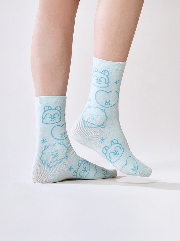 BT21 APPAREL_ 단품 BT21 베이직 자카드 양말 캔디 기프트 세트 (2PCS)