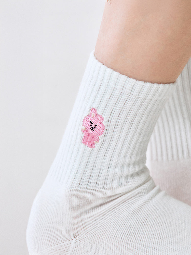 BT21 APPAREL_ 단품 BT21 COOKY 베이직 립 자수 양말