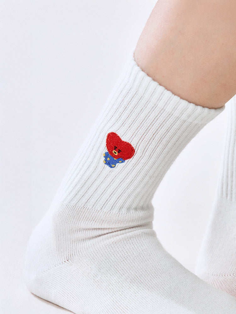 BT21 APPAREL_ 단품 BT21 TATA 베이직 립 자수 양말