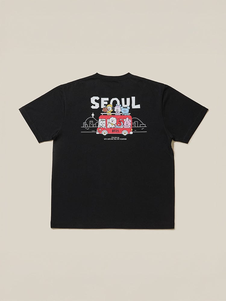 BT21 APPAREL_ BT21 서울 에디션 반소매 티셔츠 블랙