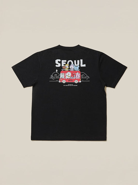 BT21 APPAREL_ BT21 서울 에디션 반소매 티셔츠 블랙