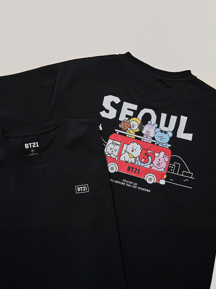 BT21 APPAREL_ BT21 서울 에디션 반소매 티셔츠 블랙