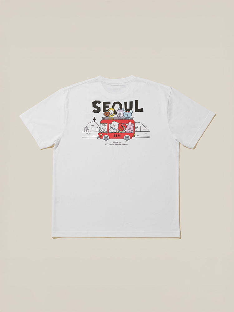 BT21 APPAREL_ BT21 서울 에디션 반소매 티셔츠 화이트