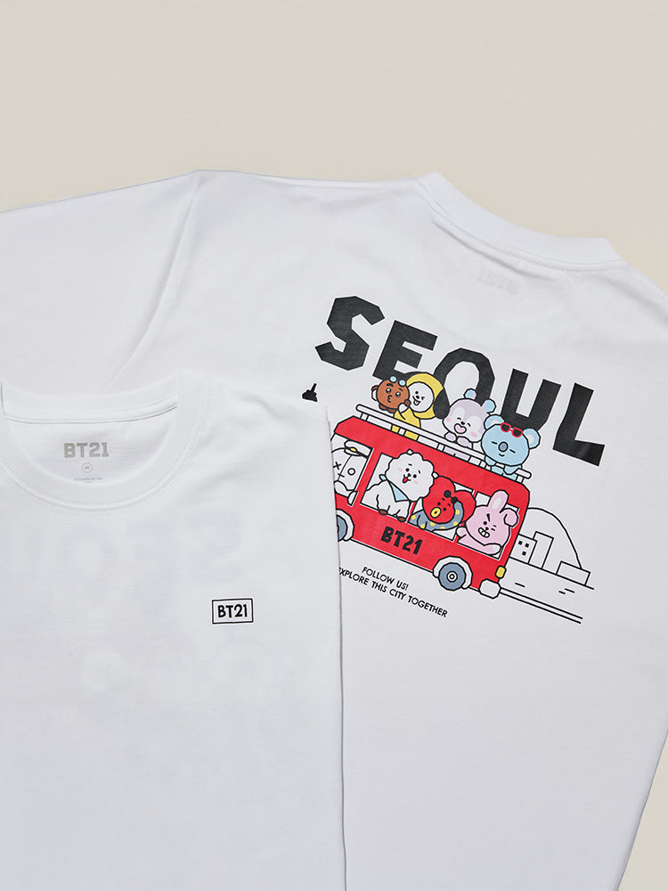 BT21 APPAREL_ BT21 서울 에디션 반소매 티셔츠 화이트