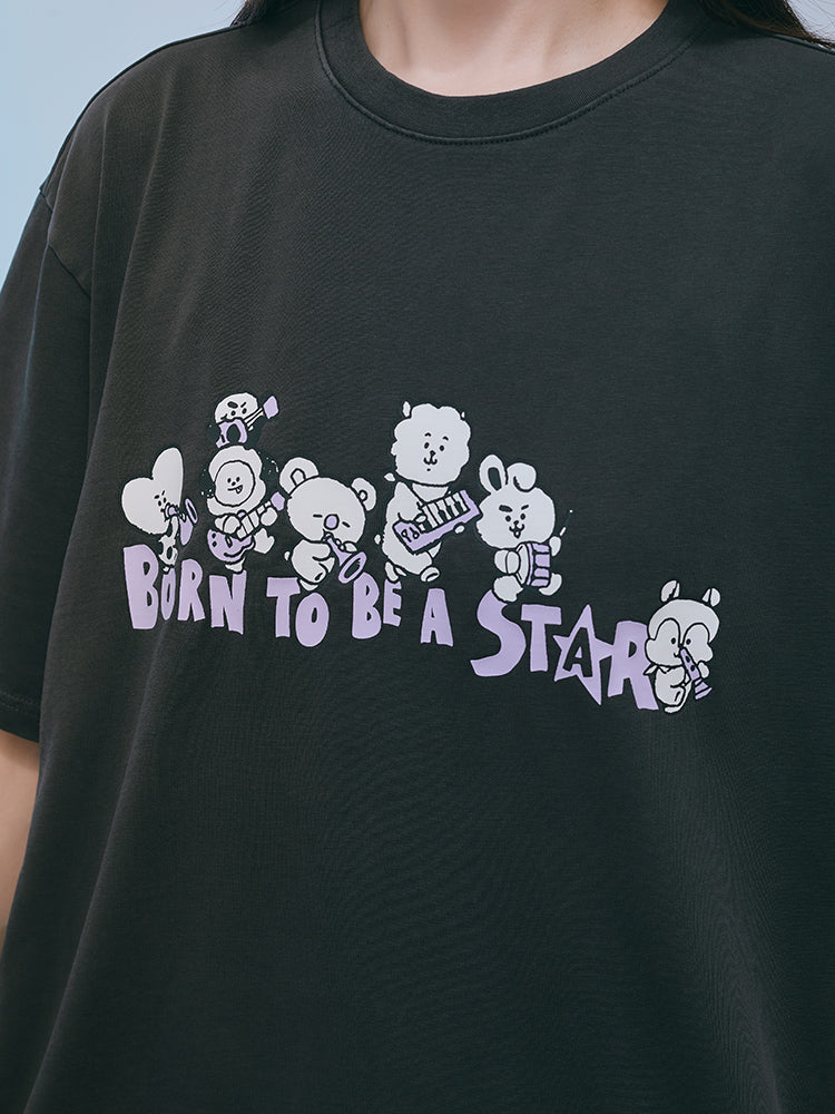 BT21 APPAREL_ BT21 밴드 반소매 티셔츠 (블랙)