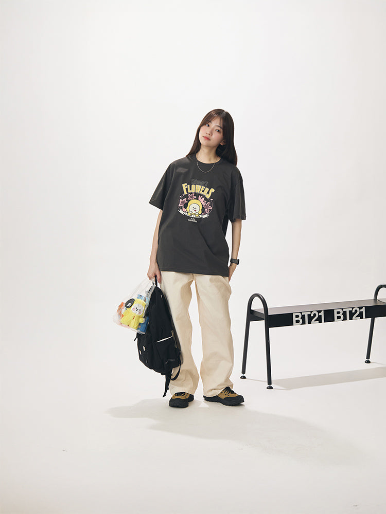 BT21 APPAREL_ BT21 CHIMMY 빈티지 반소매 티셔츠