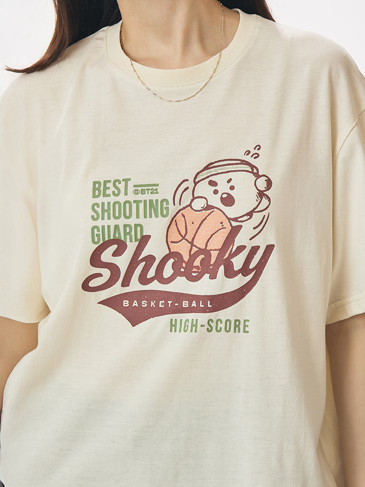 BT21 APPAREL_ BT21 SHOOKY 빈티지 반소매 티셔츠