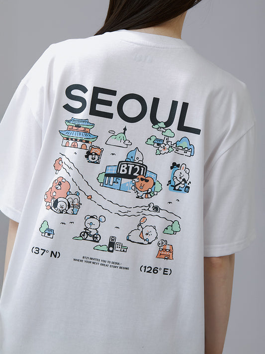BT21 APPAREL_ BT21 서울 에디션 반소매 티셔츠 VER.1 (화이트)