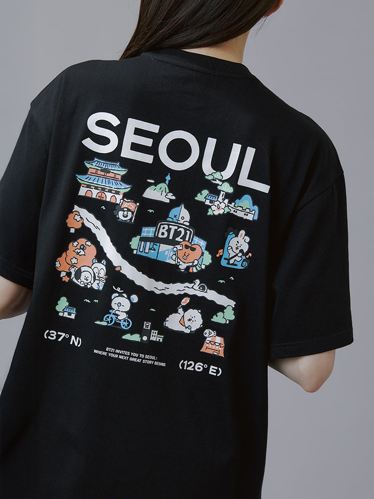 BT21 APPAREL_ BT21 서울 에디션 반소매 티셔츠 VER.1 (블랙)