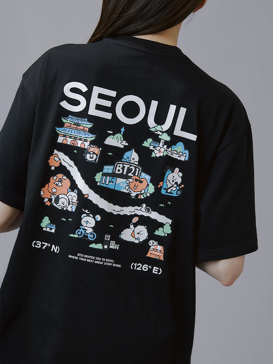 BT21 APPAREL_ BT21 서울 에디션 반소매 티셔츠 VER.1 (블랙)