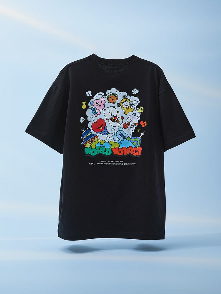BT21 SHORT SLEEVE T-SHIRT BLACK WORLD VOYAGE – LINE FRIENDS SQUARE
