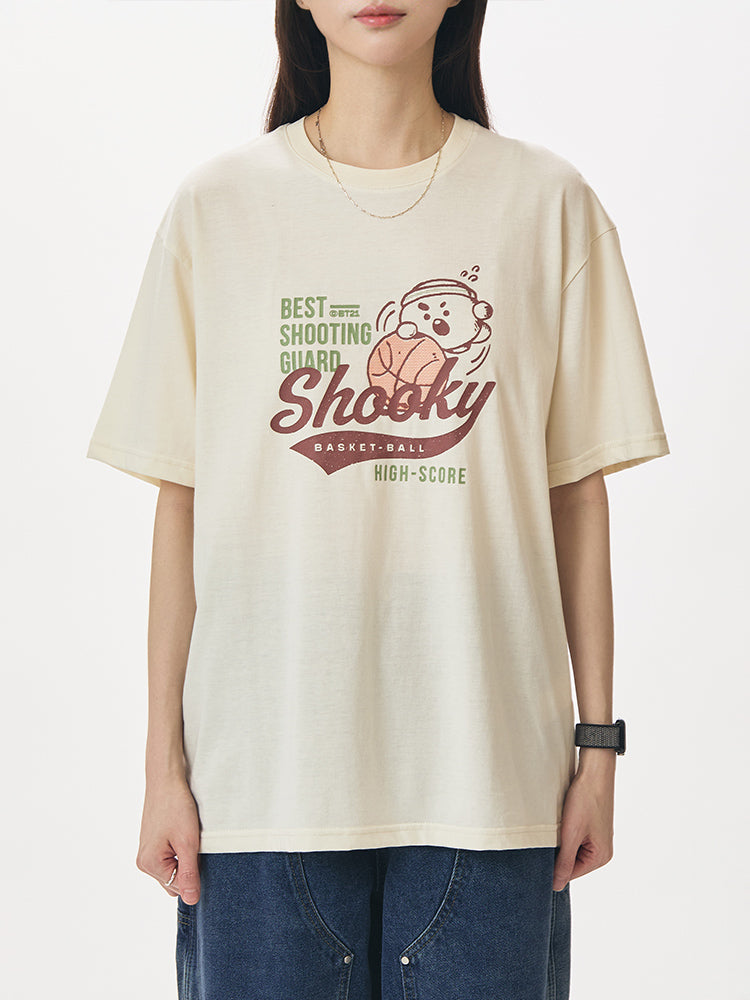 BT21 APPAREL_ M BT21 SHOOKY 빈티지 반소매 티셔츠
