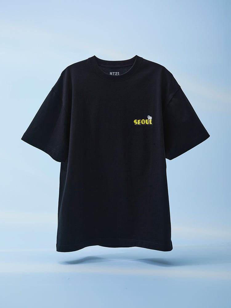 BT21 APPAREL_ M BT21 WORLD VOYAGE 반소매 티셔츠 블랙