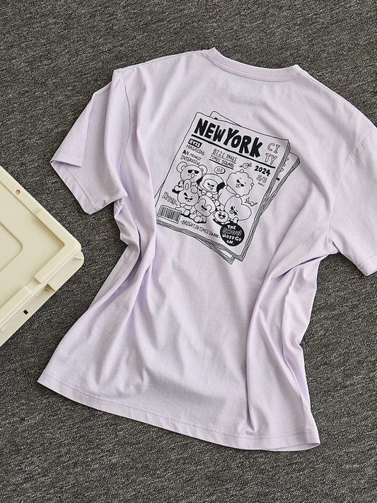 BT21 APPAREL BT21 CITY EDITION 반소매 티셔츠 퍼플 - 뉴욕