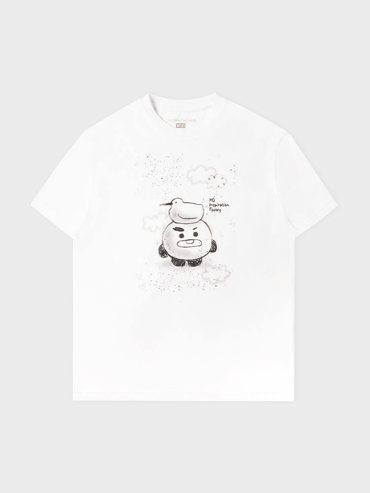 BT21 APPAREL BT21 SHOOKY BASIC 스트릿 반소매 티셔츠 화이트