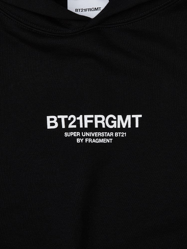 BT21 APPAREL BT21 X FRAGMENT 로고 블랙 후드티셔츠
