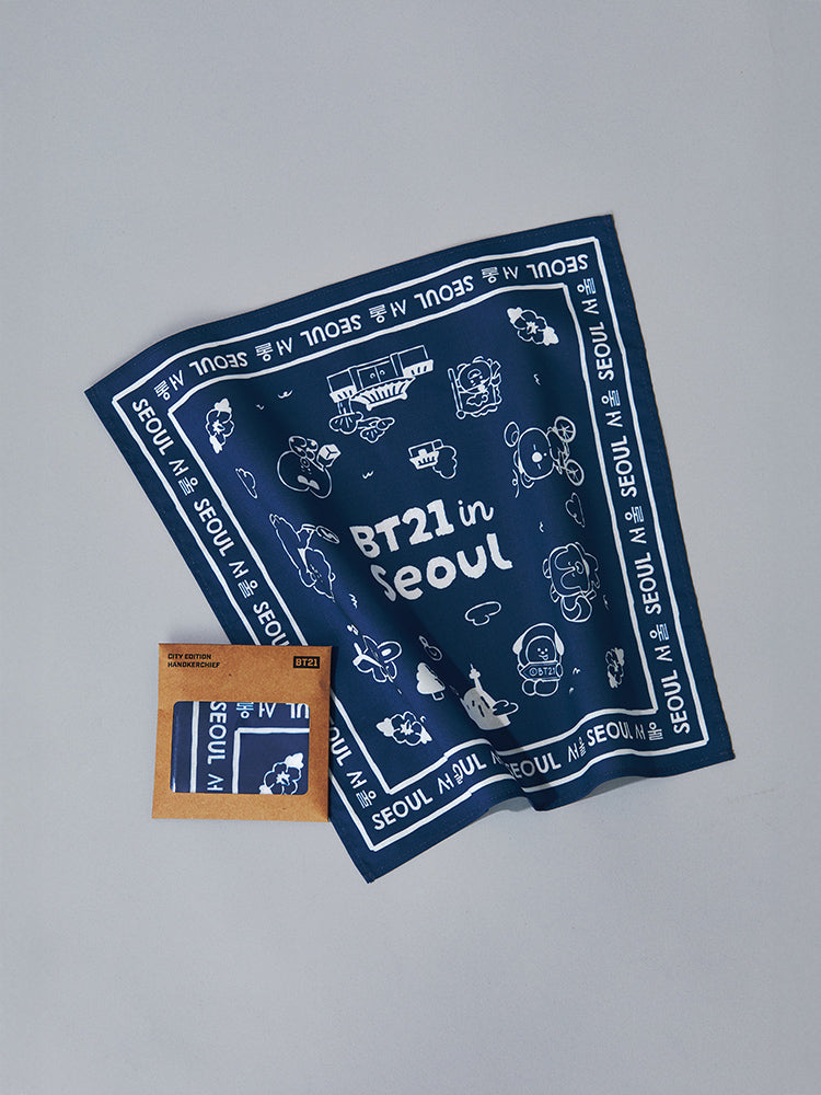 BT21 APPAREL_LIVING_ BLUE BT21 서울 에디션 손수건 (블루, 아이보리)