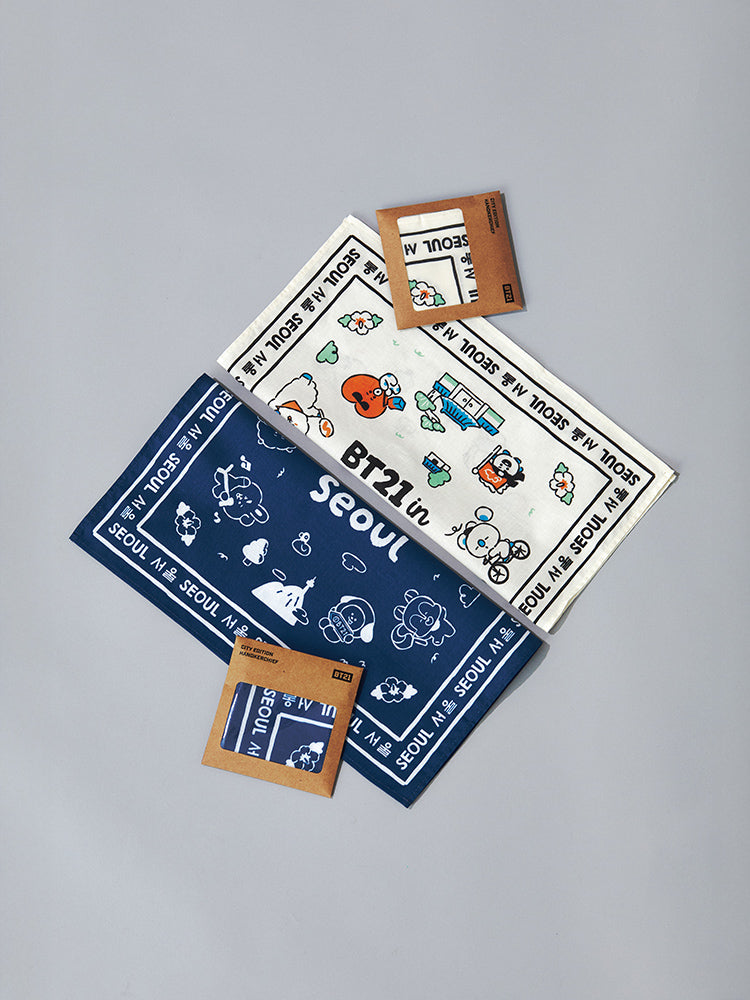 BT21 APPAREL_LIVING_ BT21 서울 에디션 손수건 (블루, 아이보리)