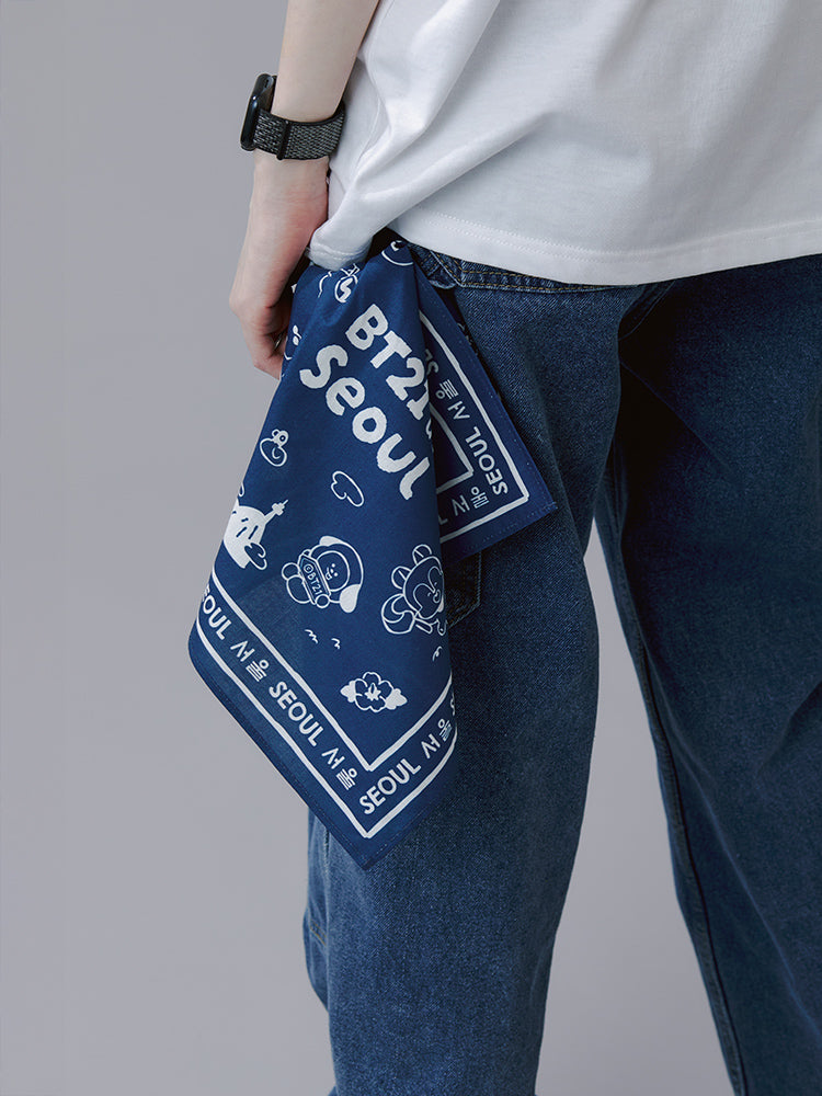 BT21 APPAREL_LIVING_ BT21 서울 에디션 손수건 (블루, 아이보리)